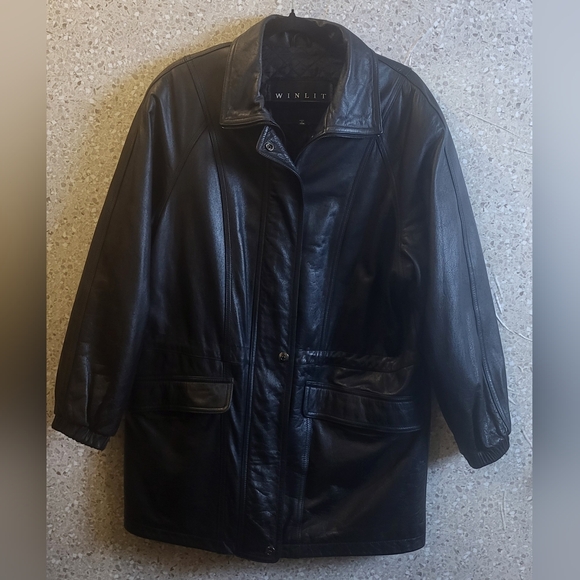 Winlit Other - Vintage Winlit Leather Jacket Mens, Parka Jacket, Black Leather, Size M‎